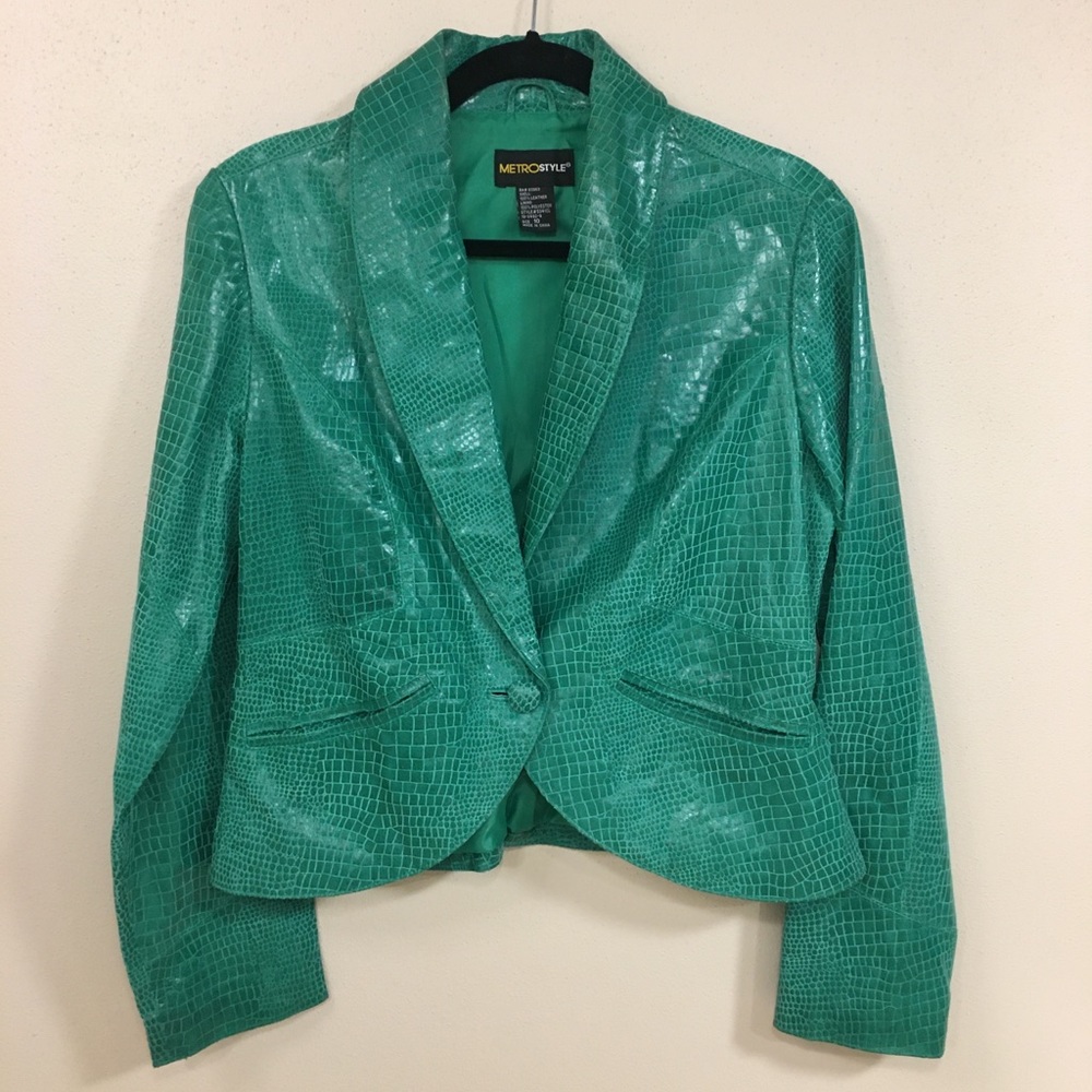 seafoam 100% leather jacket